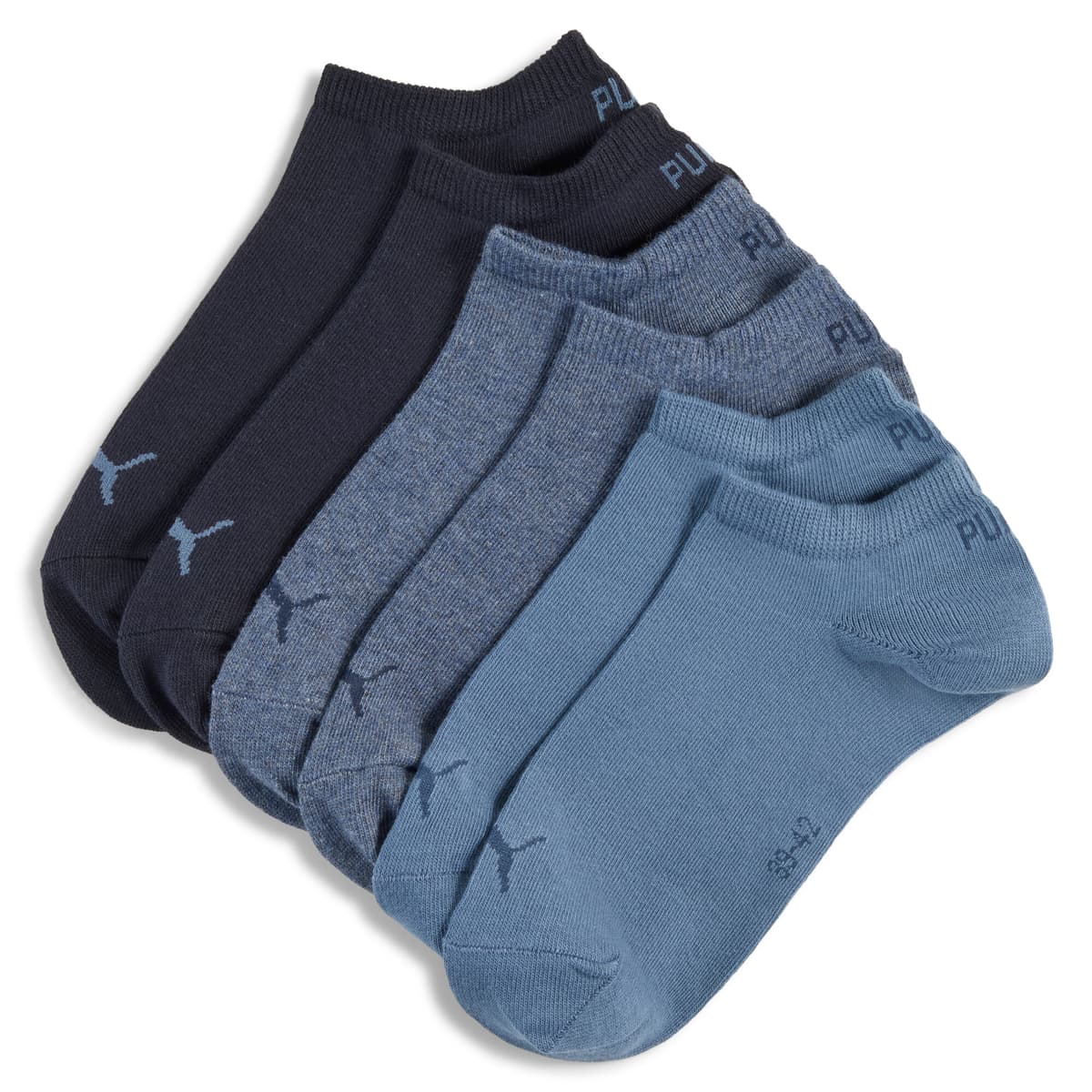 PUMA Uniseks sneakersokken (set van 3), Blauw, Maat 47-49