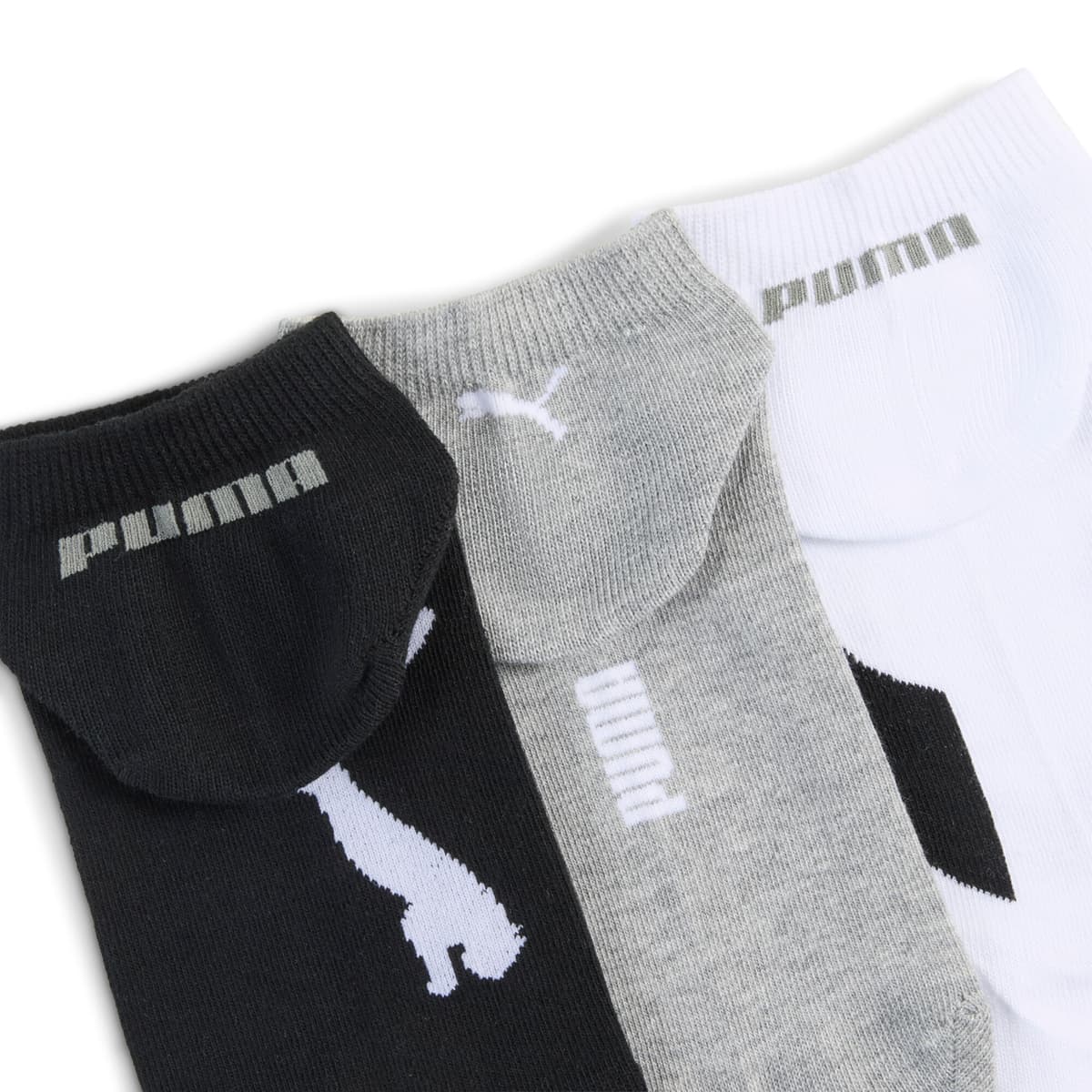 PUMA Uniseks sneakersokken met demping (set van 3), Zwart/Grijs/Wit, Maat 43-46 thumbnail 2