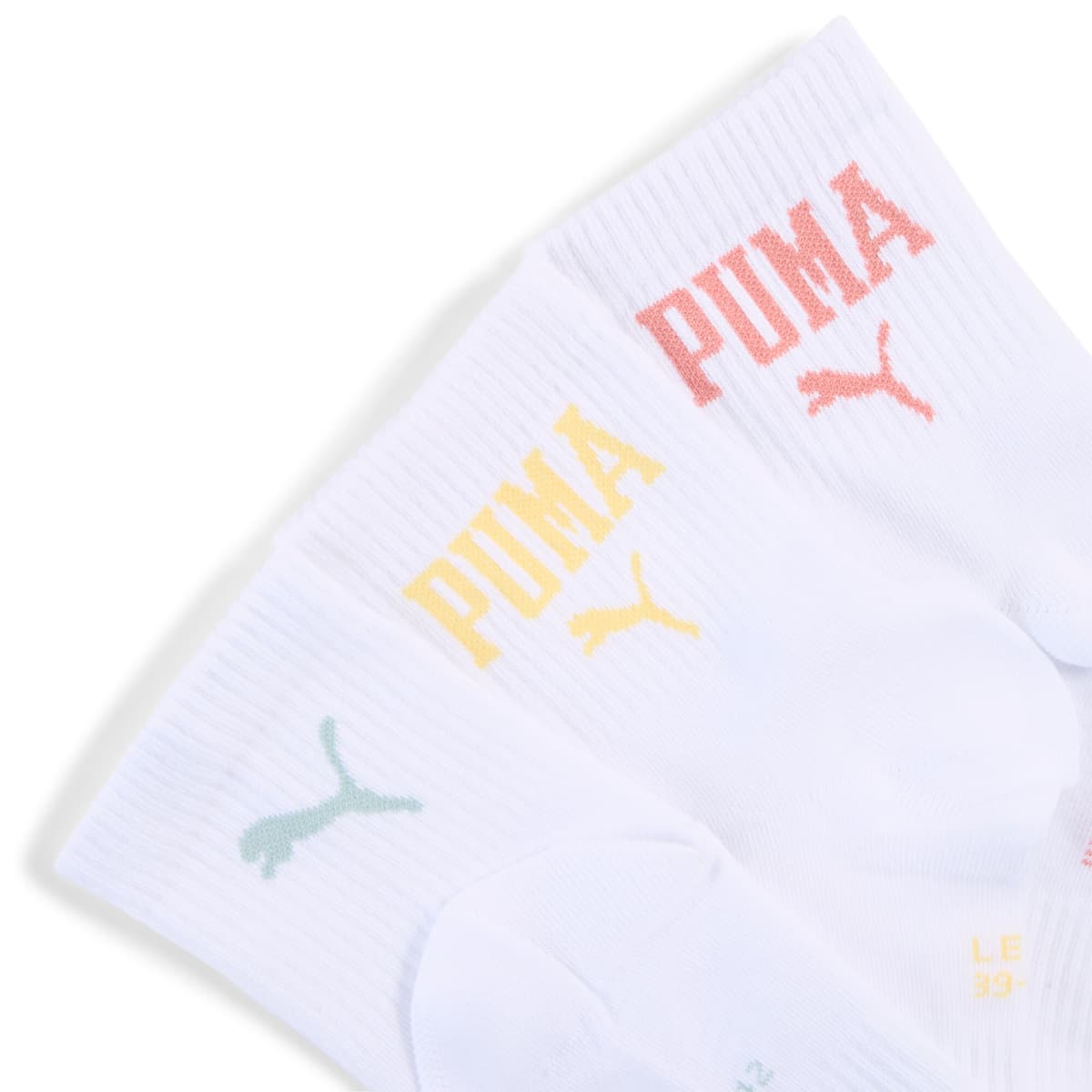 PUMA Korte uniseks crewsokken met logo (set van 3), Wit, Maat 39-42 thumbnail 2