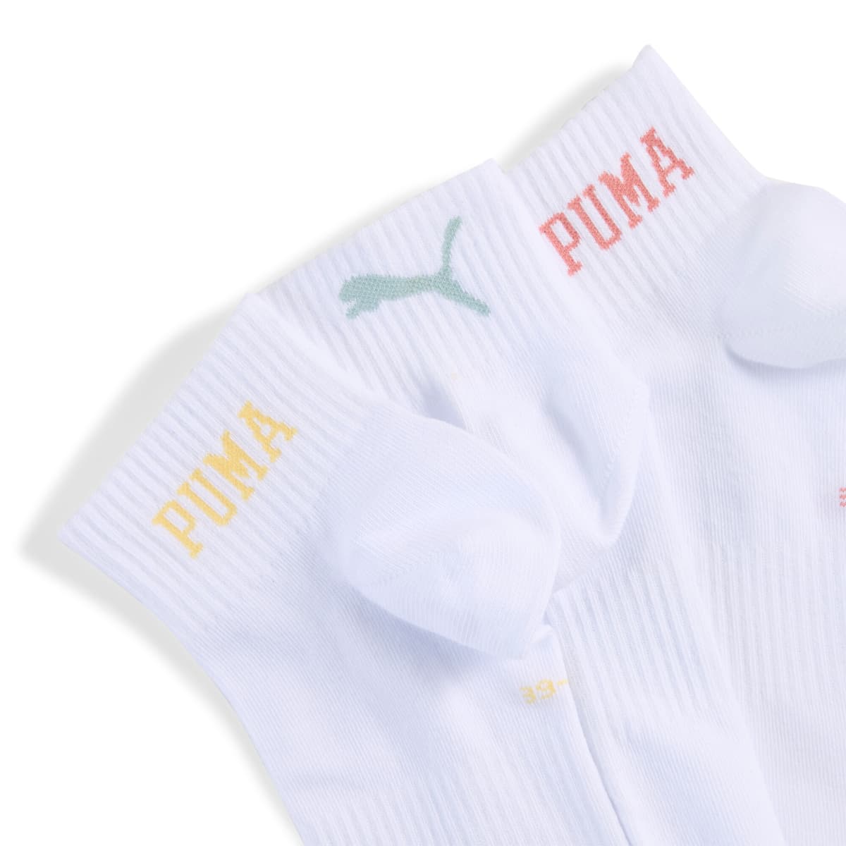 PUMA Uniseks korte sokken met logo (set van 3), Wit, Maat 35-38 thumbnail 2