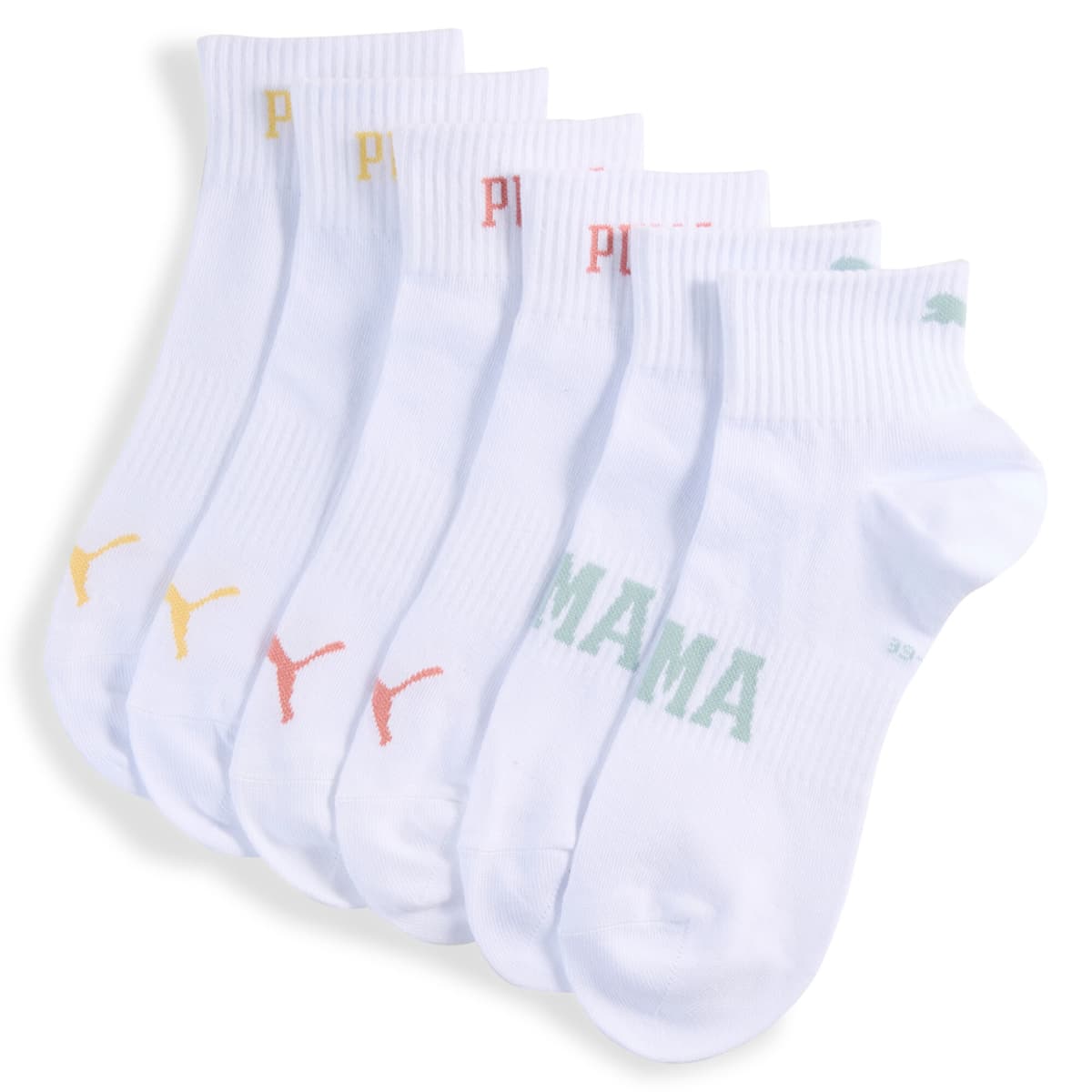 PUMA Uniseks korte sokken met logo (set van 3), Wit, Maat 35-38