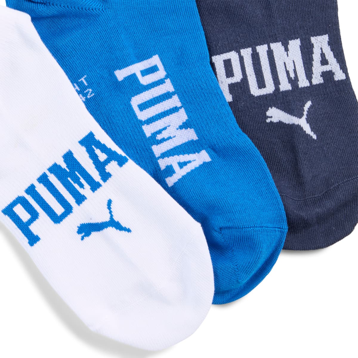 PUMA Uniseks sneakersokken met logo (set van 3), Blauw, Maat 39-42 thumbnail 2