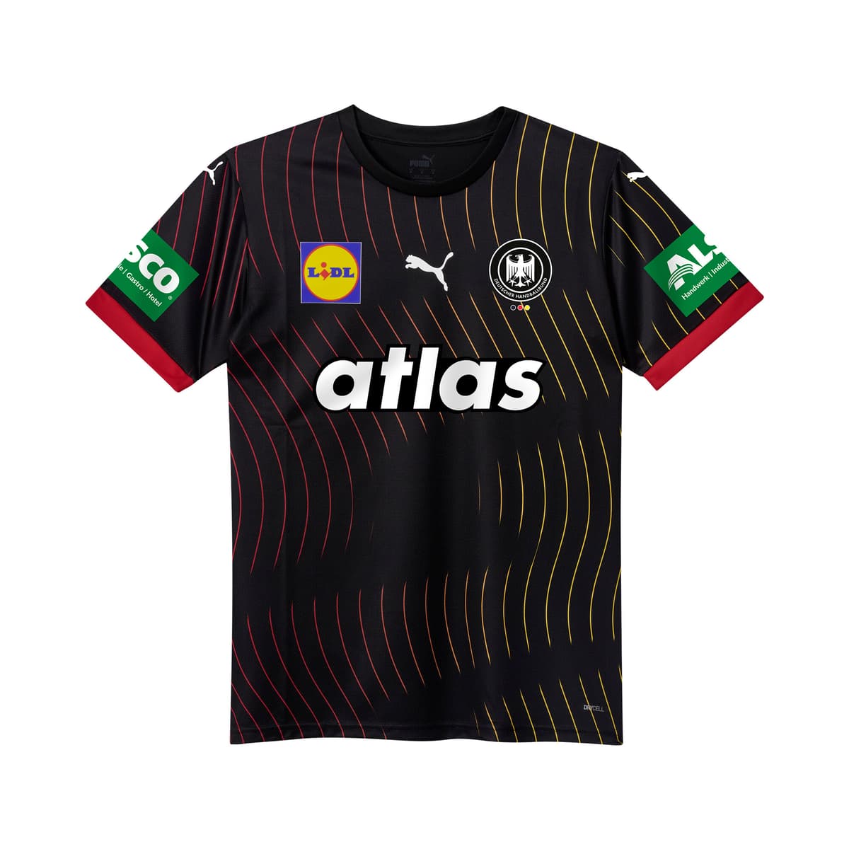 PUMA Duitsland Handbal 2025 uitshirt voor Heren, Zwart/Rood, Maat XXL