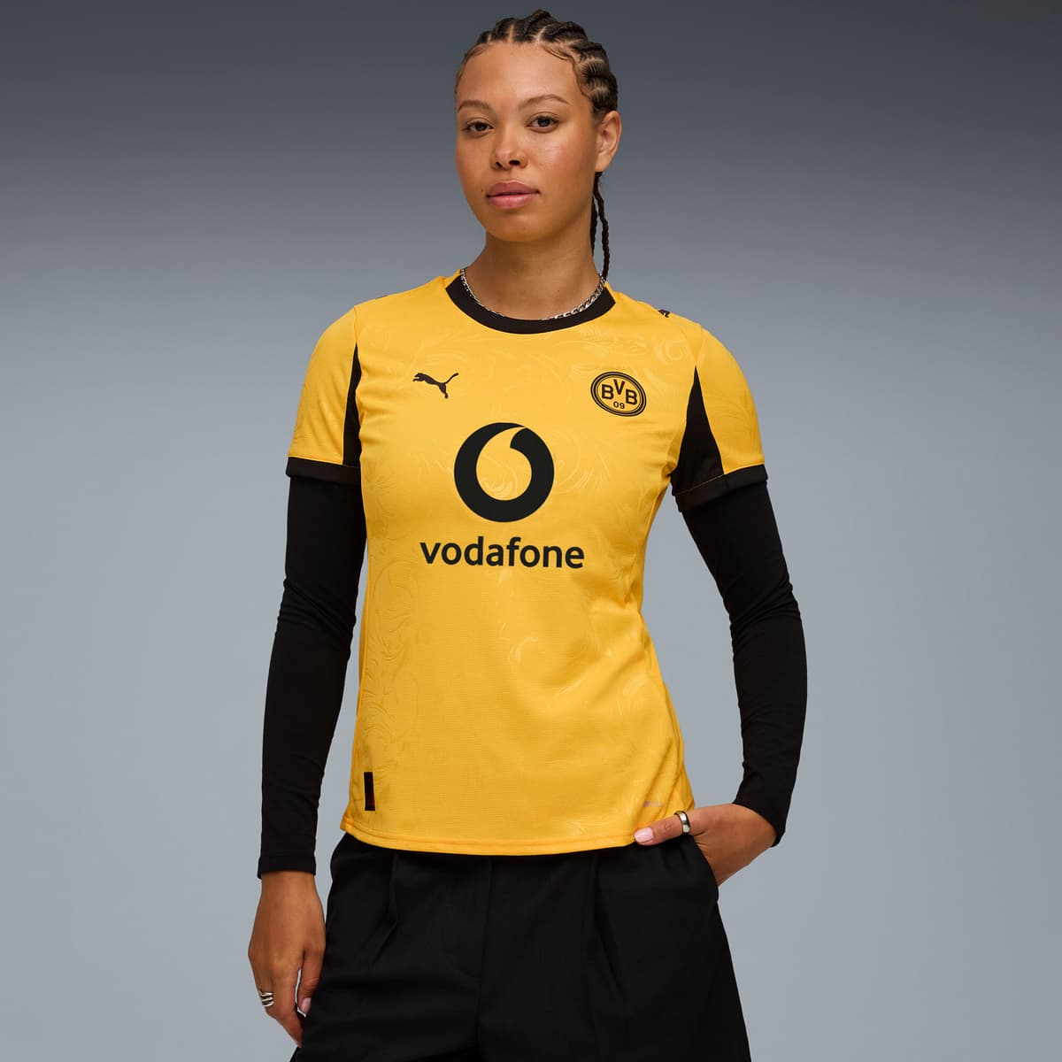 PUMA Borussia Dortmund 25/26 Cup voetbalshirt voor Dames, Zwart/Geel, Maat M thumbnail 7
