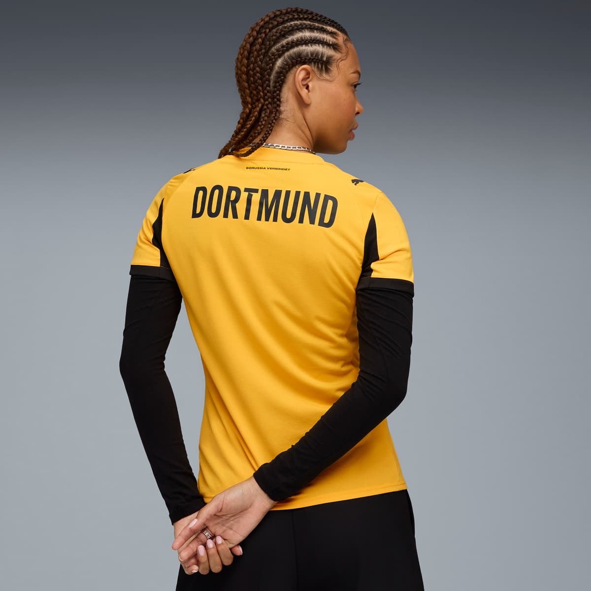 PUMA Borussia Dortmund 25/26 Cup voetbalshirt voor Dames, Zwart/Geel, Maat M thumbnail 4