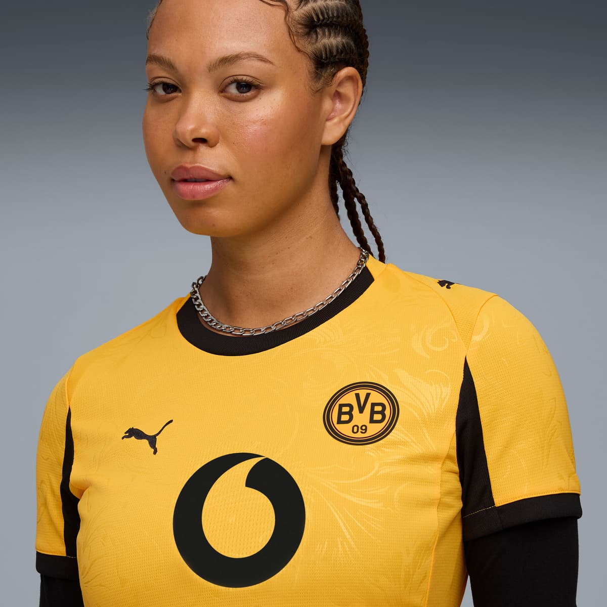 PUMA Borussia Dortmund 25/26 Cup voetbalshirt voor Dames, Zwart/Geel, Maat M thumbnail 3
