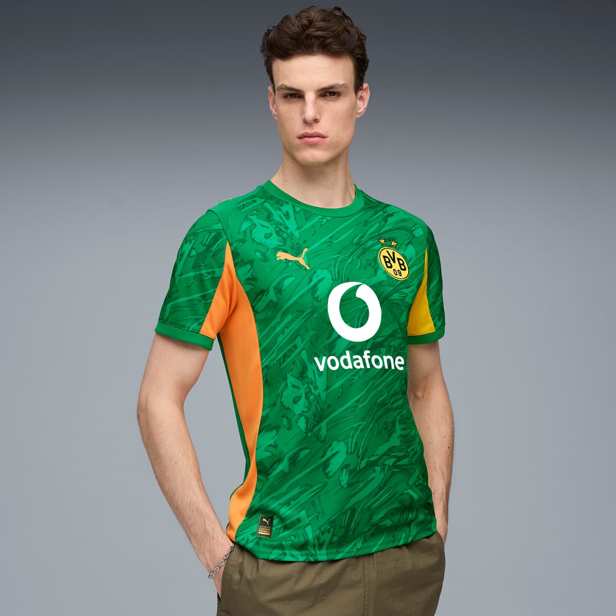 PUMA Borussia Dortmund 25/26 keepersshirt met korte mouwen voor Heren, Groen/Oranje, Maat M thumbnail 4