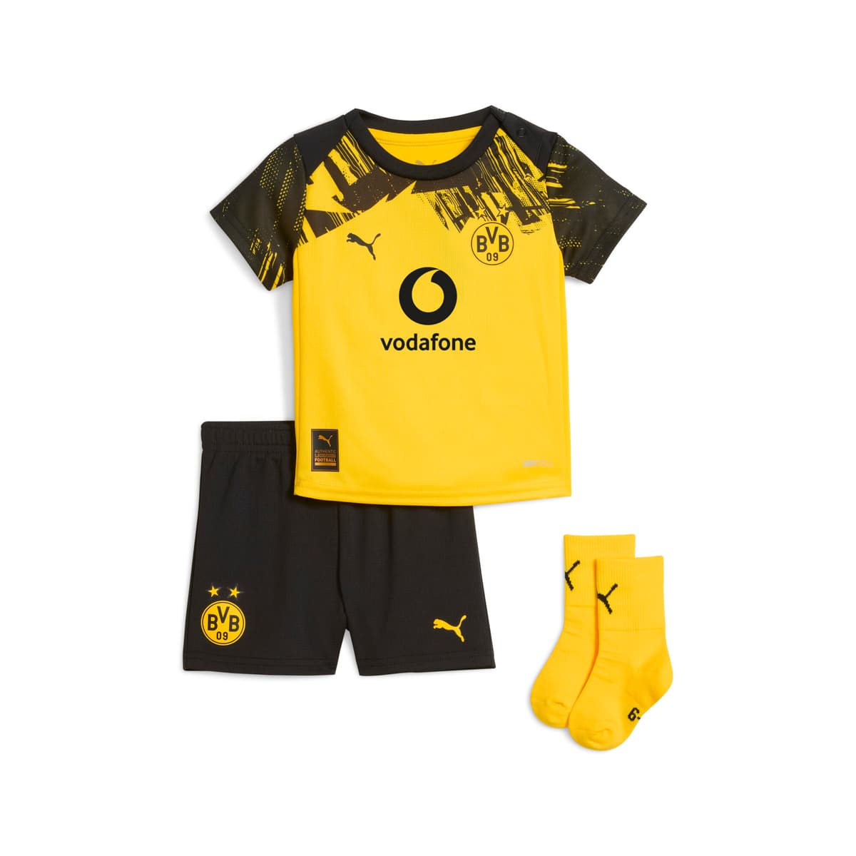 PUMA Borussia Dortmund 25/26 thuistenue, Zwart/Geel, Maat 12-18M