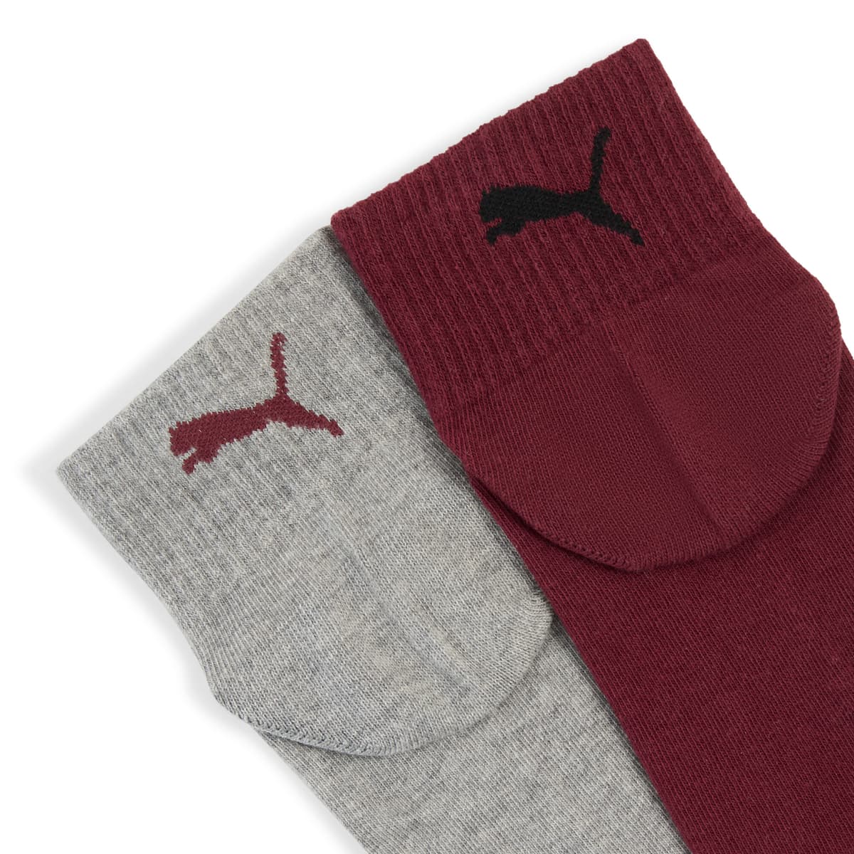 PUMA Uniseks quartersokken (set van 3), Zwart/Rood, Maat 43-46 thumbnail 2