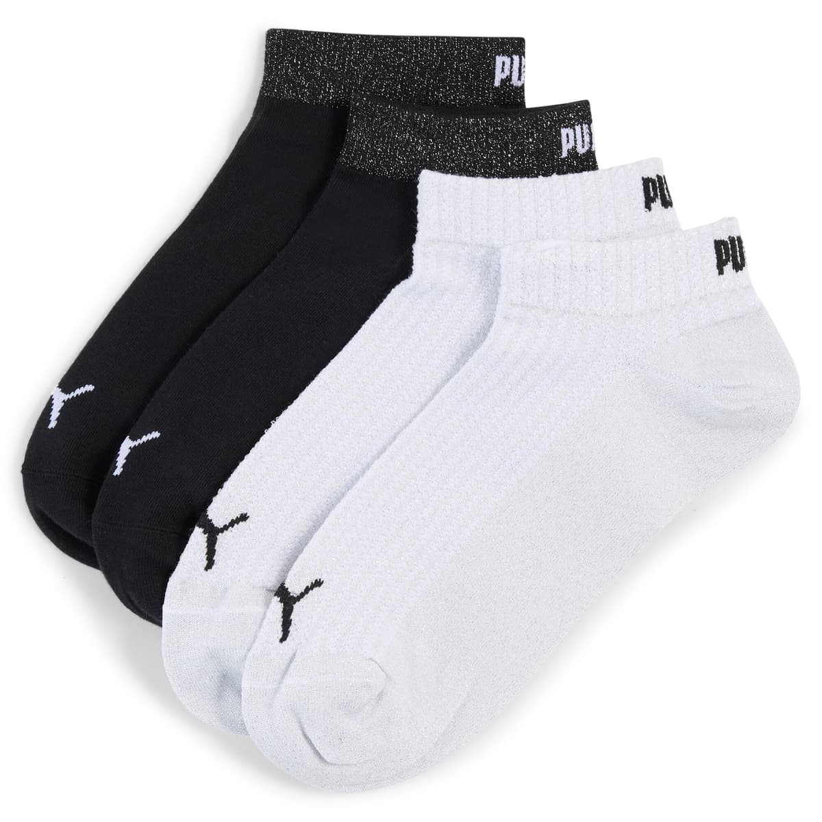 PUMA Sneakersokken dames (2 paar), Zwart/Wit, Maat 39/42