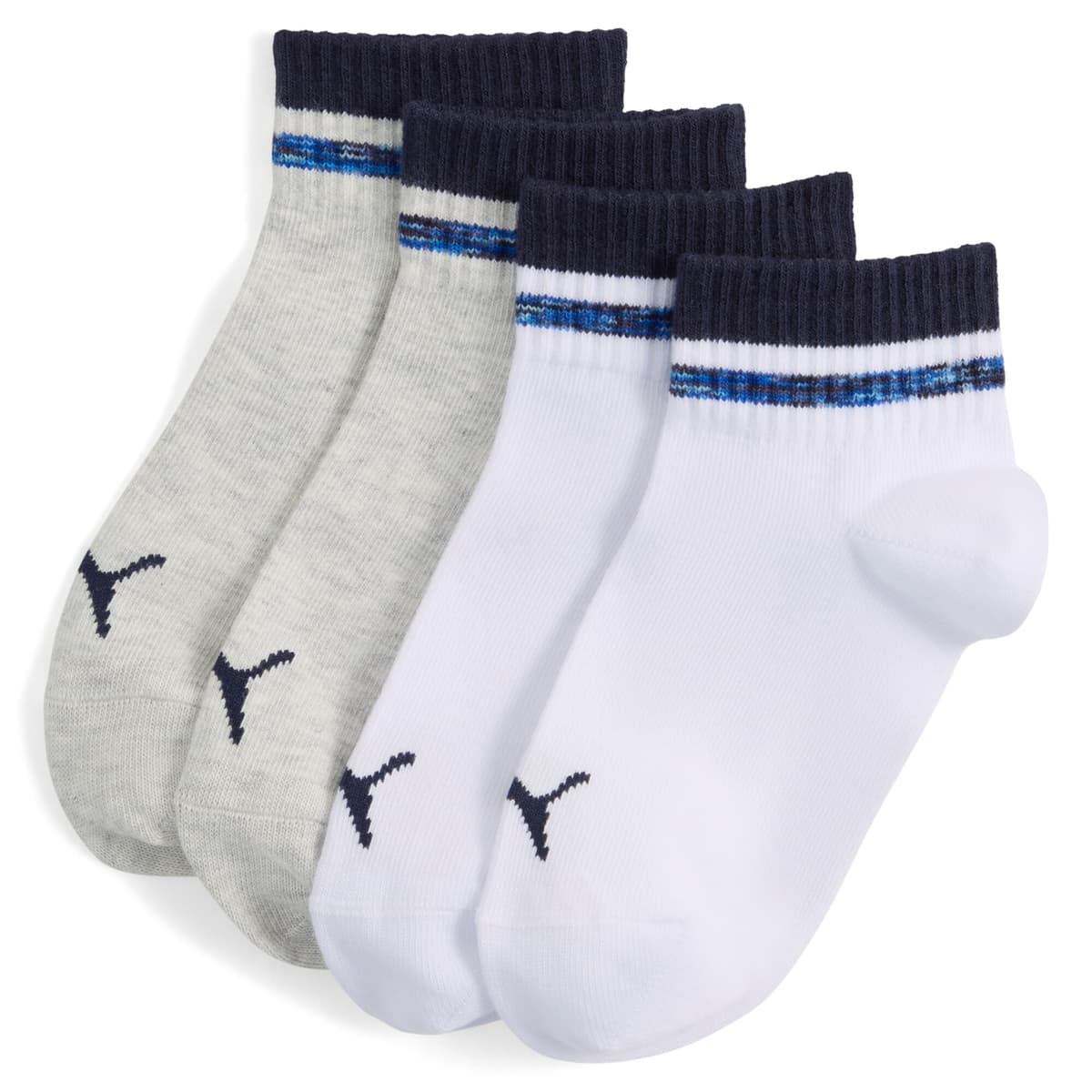 PUMA Quartersokken, Blauw/Wit, Maat 35-38