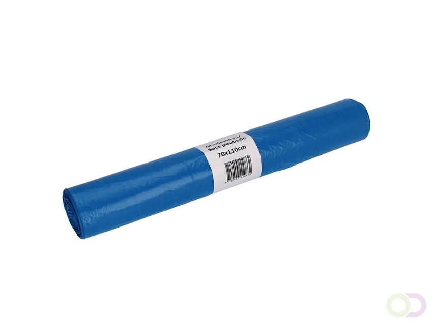 Afvalzak Cleaninq 70x110cm HDPE recycled T25 120L blauw rol ?? 20 stuks