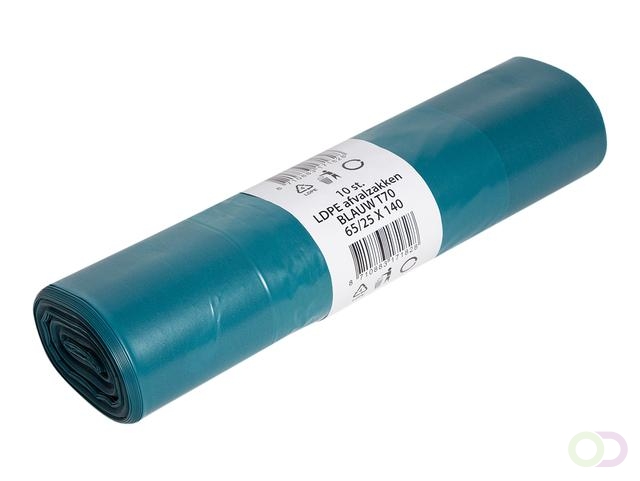 Afvalzak Powersterko LDPE T70R 65/25x140cm 240L blauw