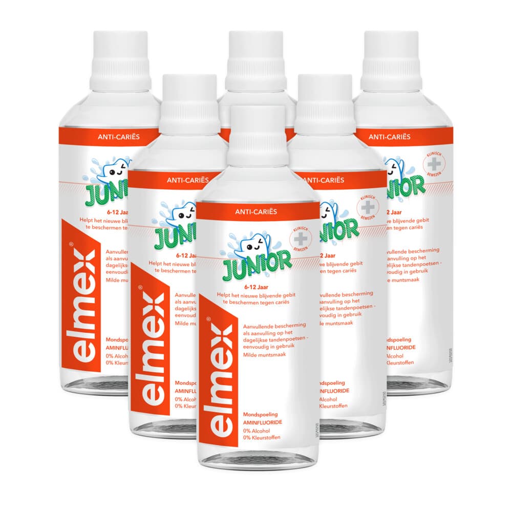 6x Elmex Mondspoeling Junior (5-12 Jaar) 400 ml