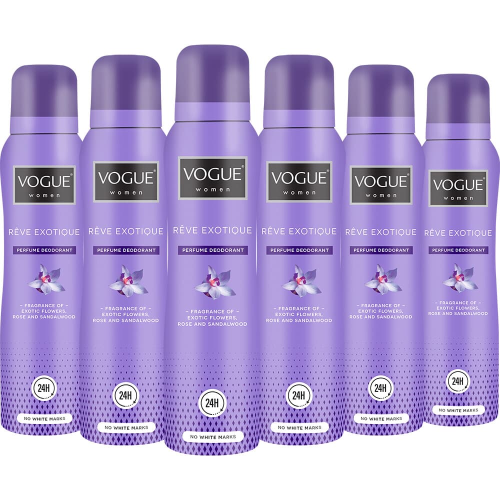 6x Vogue Reve Exotique Parfum Deodorant 150 ml