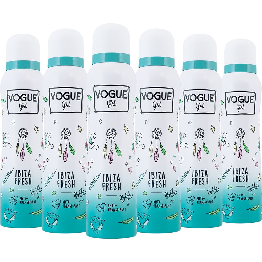 6x Vogue Girl Anti Transpirant Ibiza Fresh 150 ml