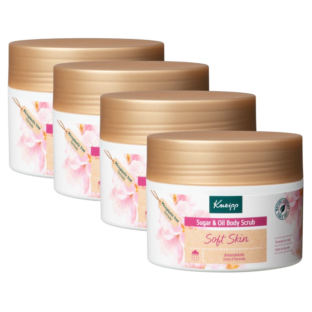 4x Kneipp Soft Skin Sugar Body Scrub Amandel 220 gr