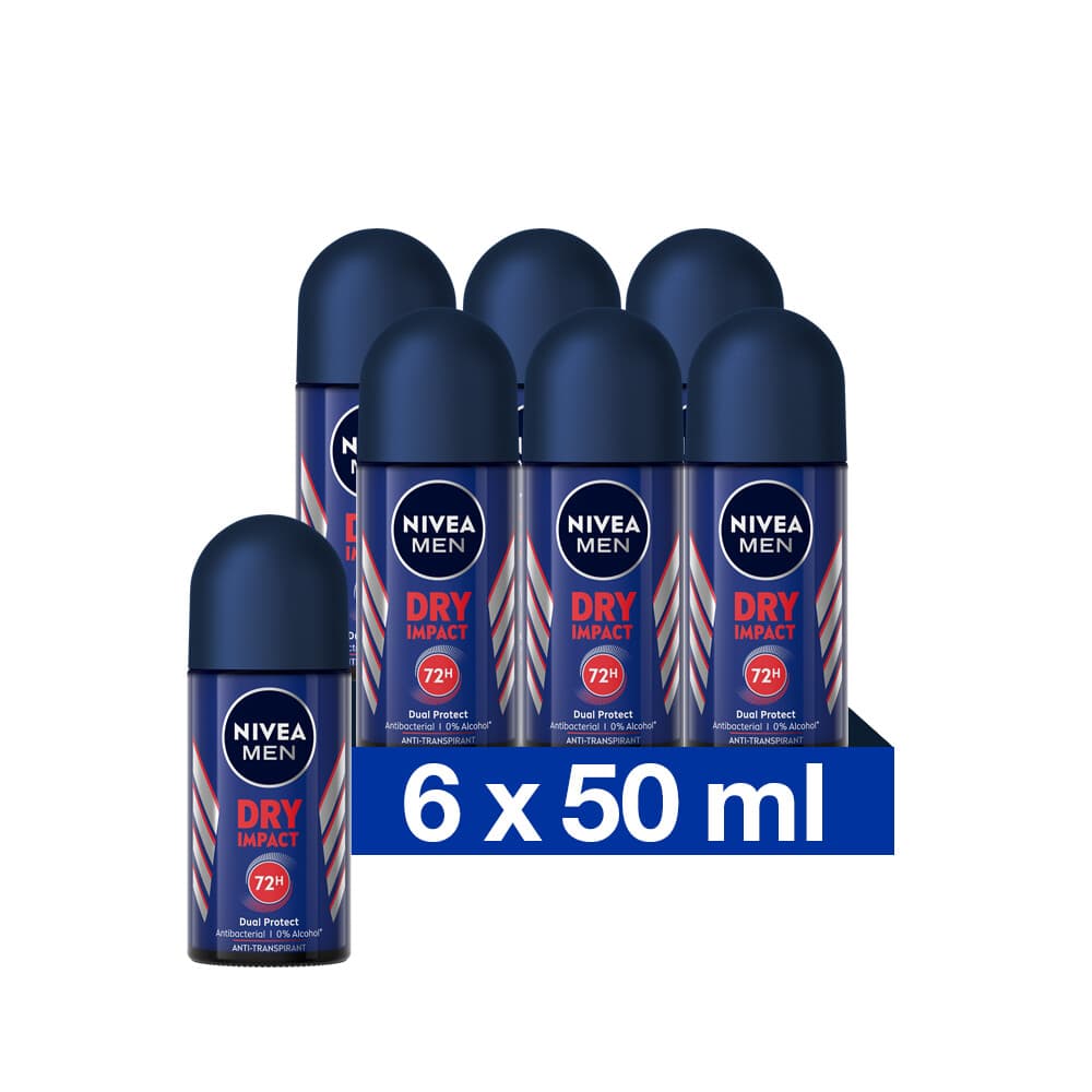 6x NIVEA Men Deodorant Roller Dry Impact 50 ml