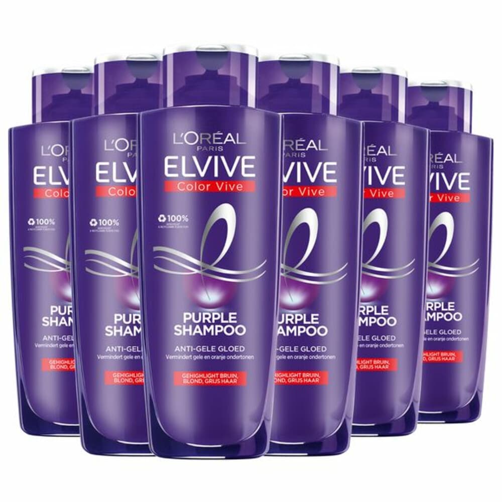 6x L'Oréal Elvive Color Vive Purple Shampoo 200 ml