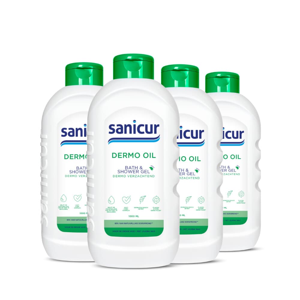 4x Sanicur Bad en Douchegel Dermo Oil 1000 ml