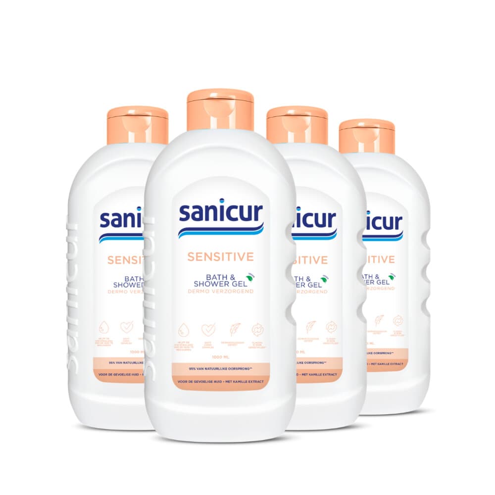 4x Sanicur Bad en Douchegel Sensitive 1000 ml
