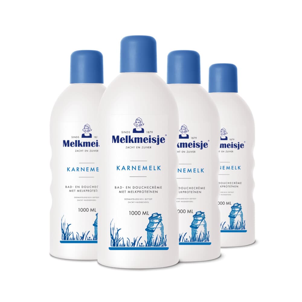 4x Melkmeisje Bad en Douche Crème Karnemelk 1000 ml