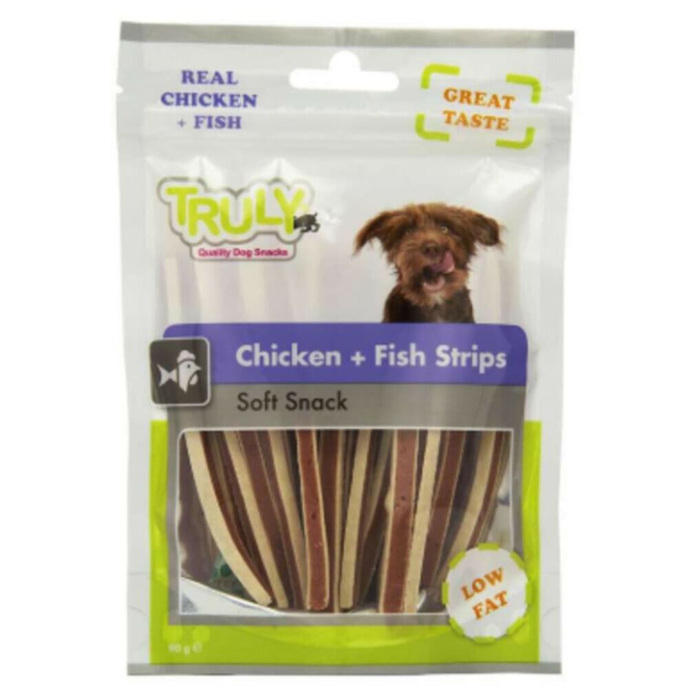 Truly Hondensnack Strips Chicken&Fish 90 gr