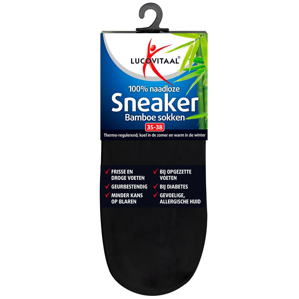 Lucovitaal Bamboe Sneakersok Zwart maat 35-38 1 paar