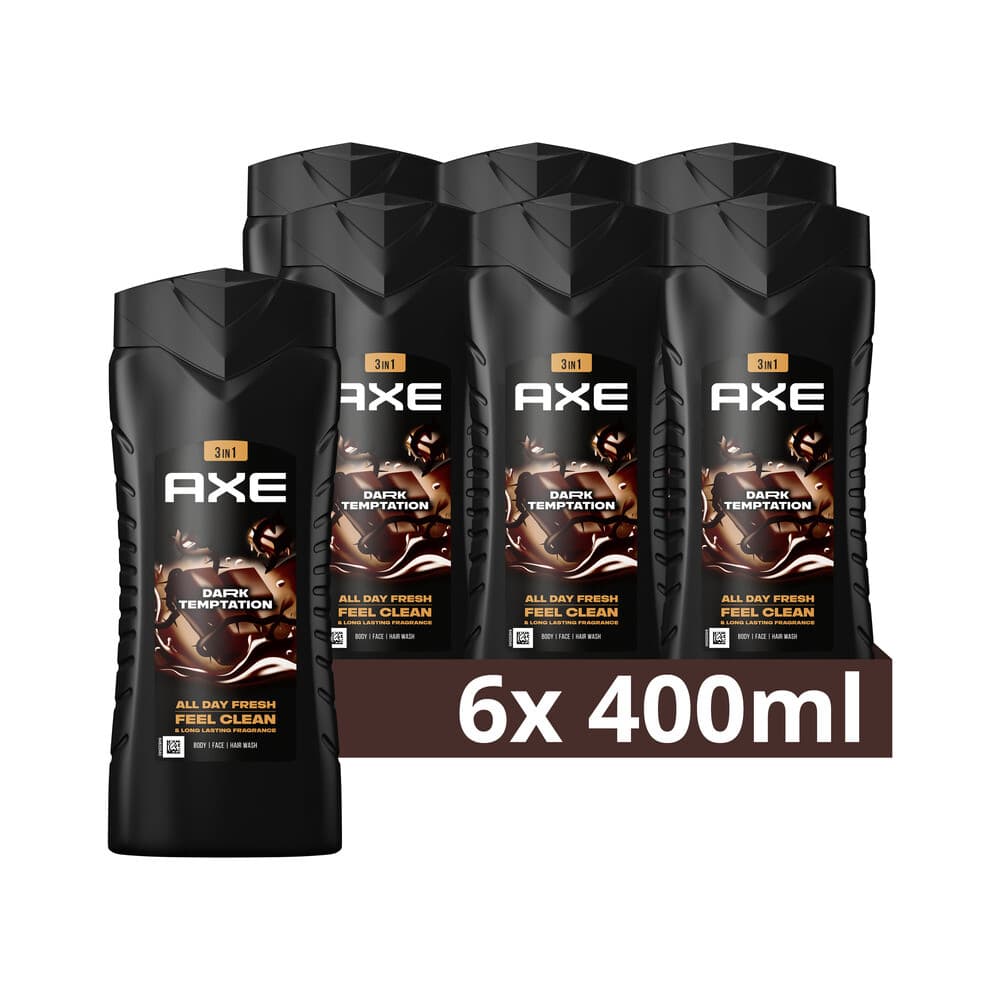 6x Axe 3-in-1 Douchegel XL Dark Temptation 400 ml