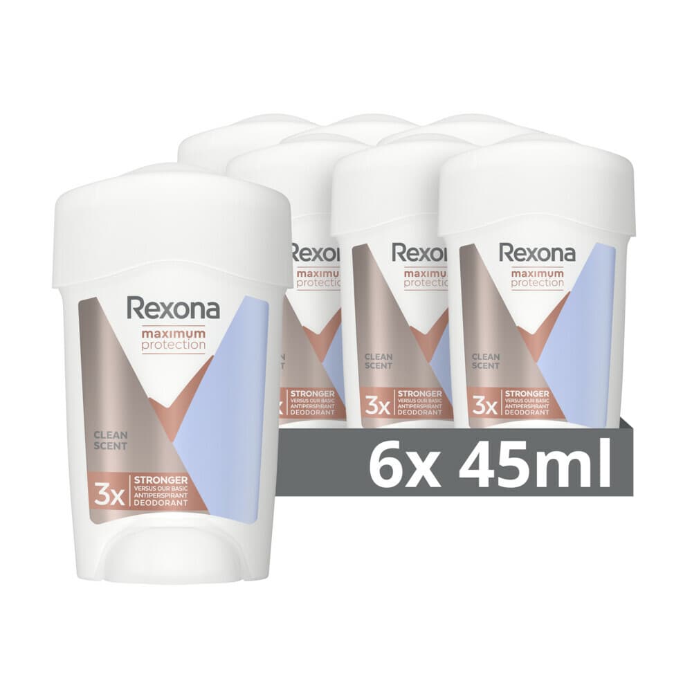 6x Rexona Deodorant Stick Cream Maximum Protection Clean Scent 45 ml