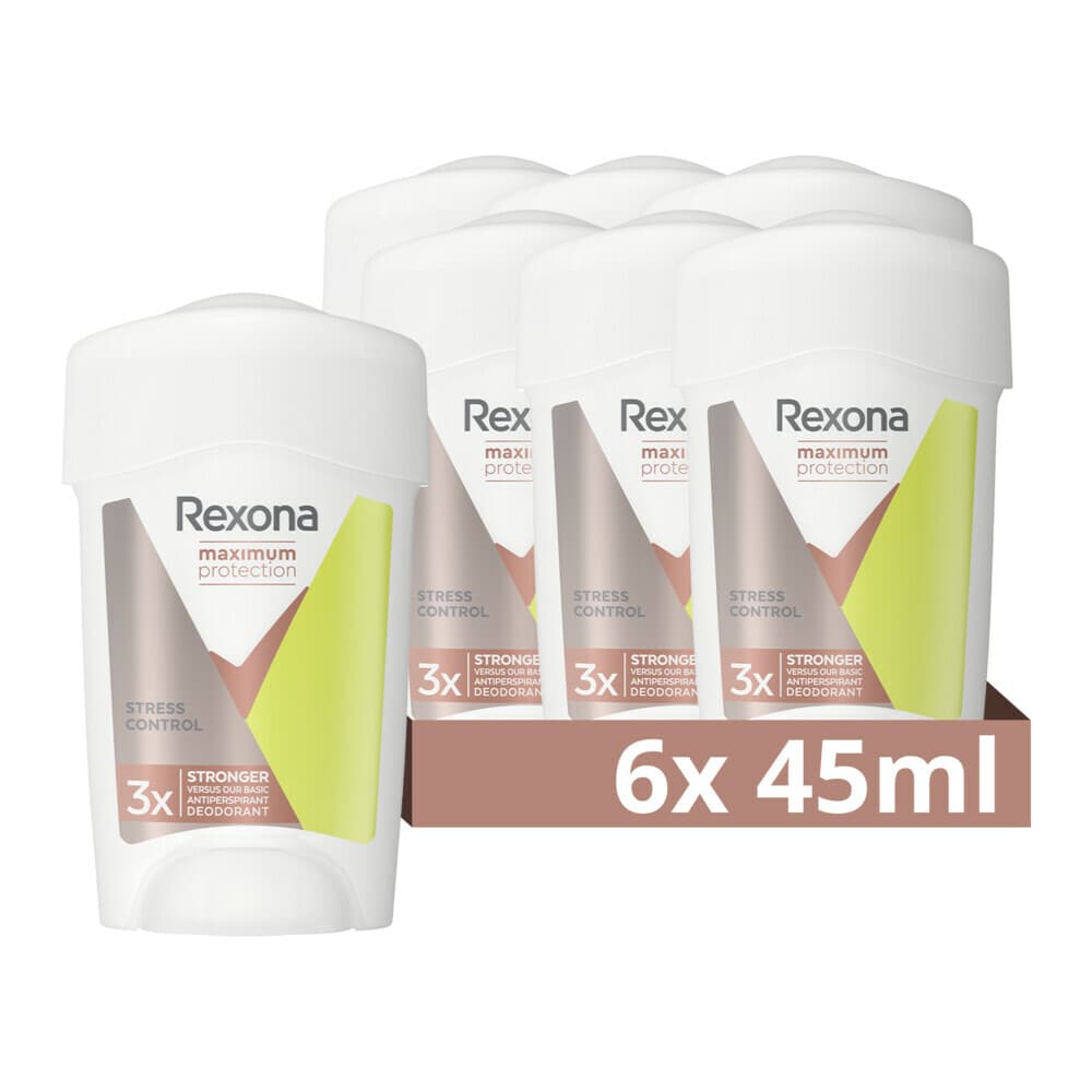 6x Rexona Deodorant Stick Cream Maximum Protection Stress Control 45 ml