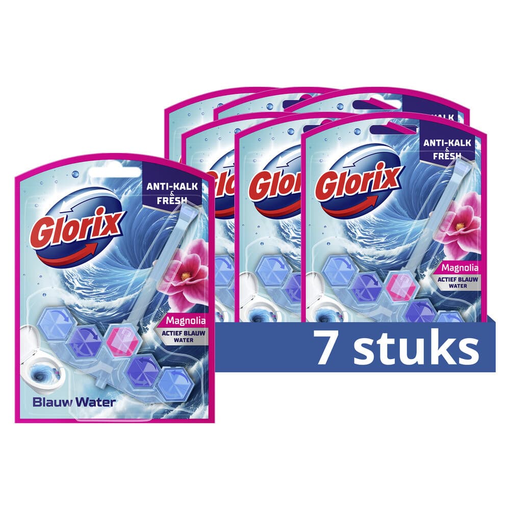 7x Glorix Toiletblok Blauw Water Pink Magnolia