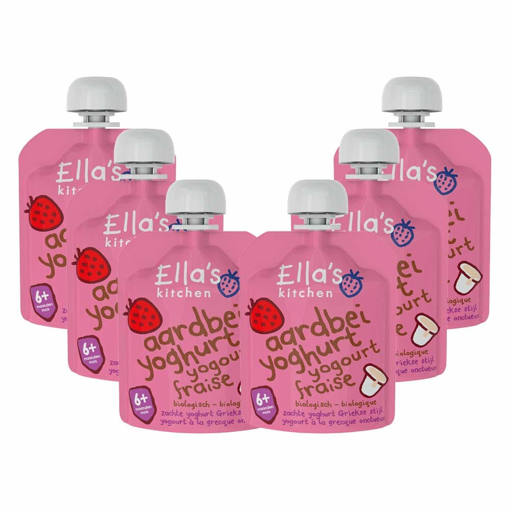 6x Ella's Kitchen Yoghurt Griekse Stijl 6+ m Aardbei 90 gr