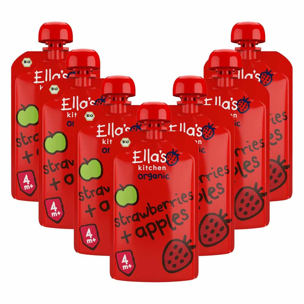7x Ella's Kitchen Knijpzakje 4+ m Appel Aardbei 120 gr