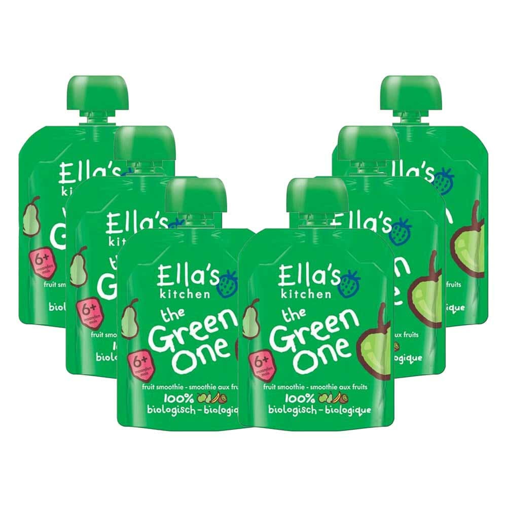 6x Ella's Kitchen Knijpzakje Fruit Smoothie 6+ m Appel Peer Banaan Kiwi 90 gr
