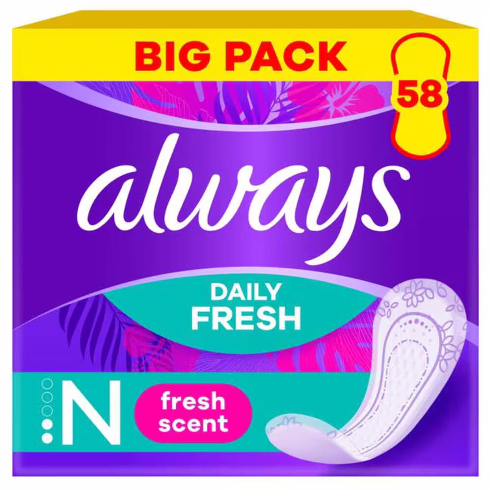 4x Always Inlegkruisjes Fresh&Protect Normal Fresh Big Pack 58 Stuks