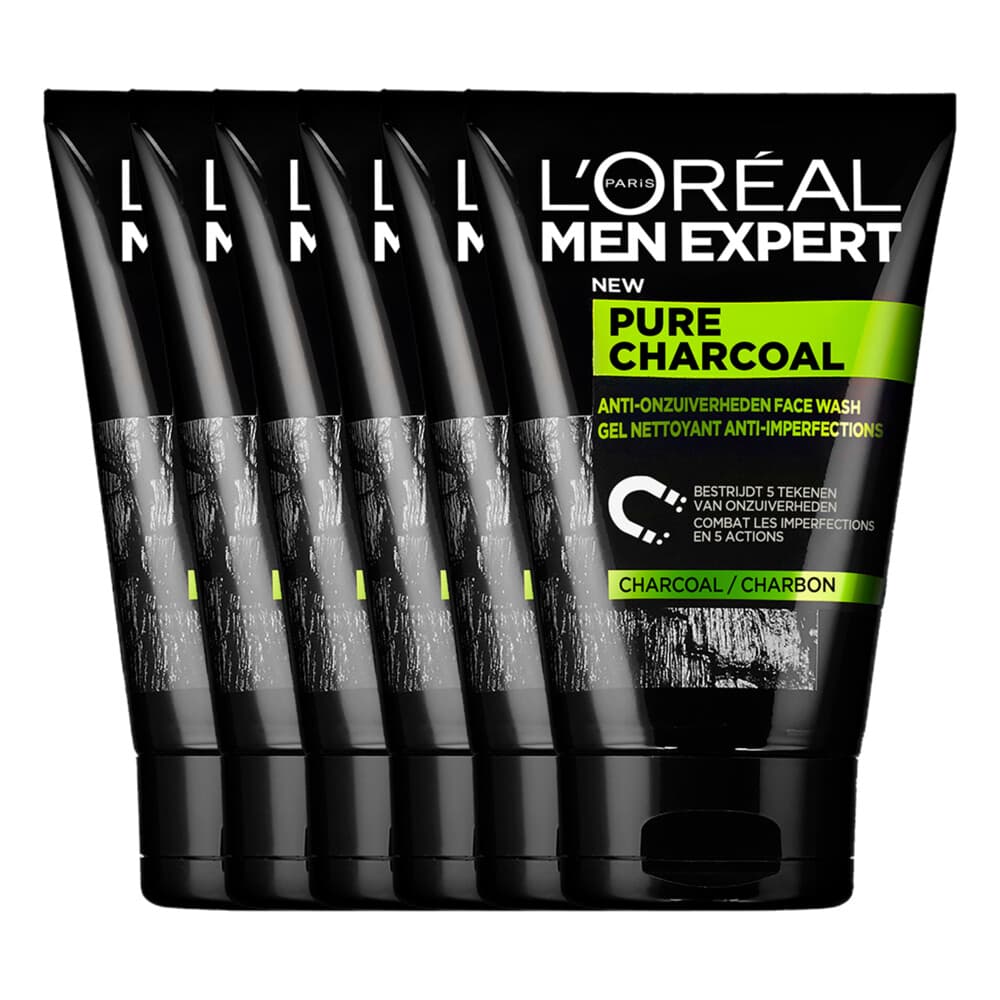 6x L'Oréal Men Expert Pure Charcoal Gezichtsreiniger 100 ml