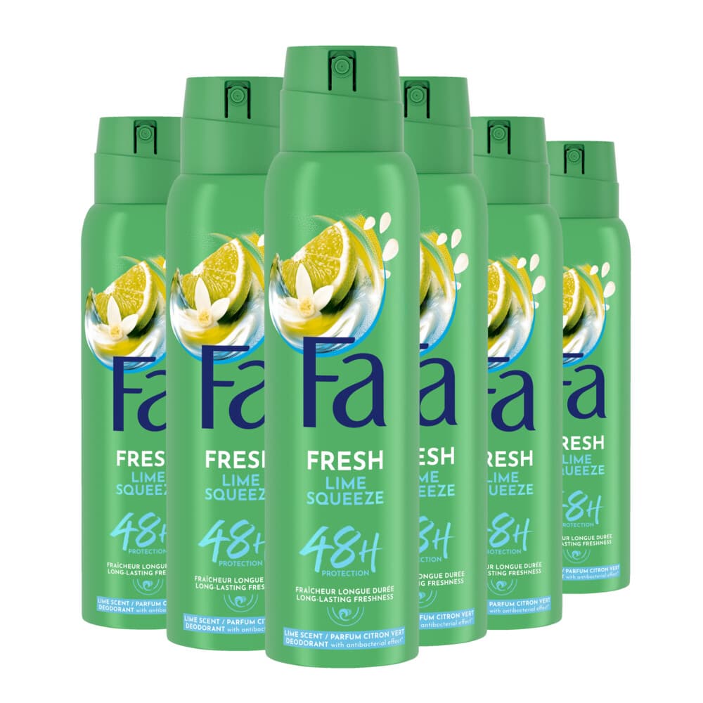 6x Fa Deodorant Spray Lime Squeeze 150 ml