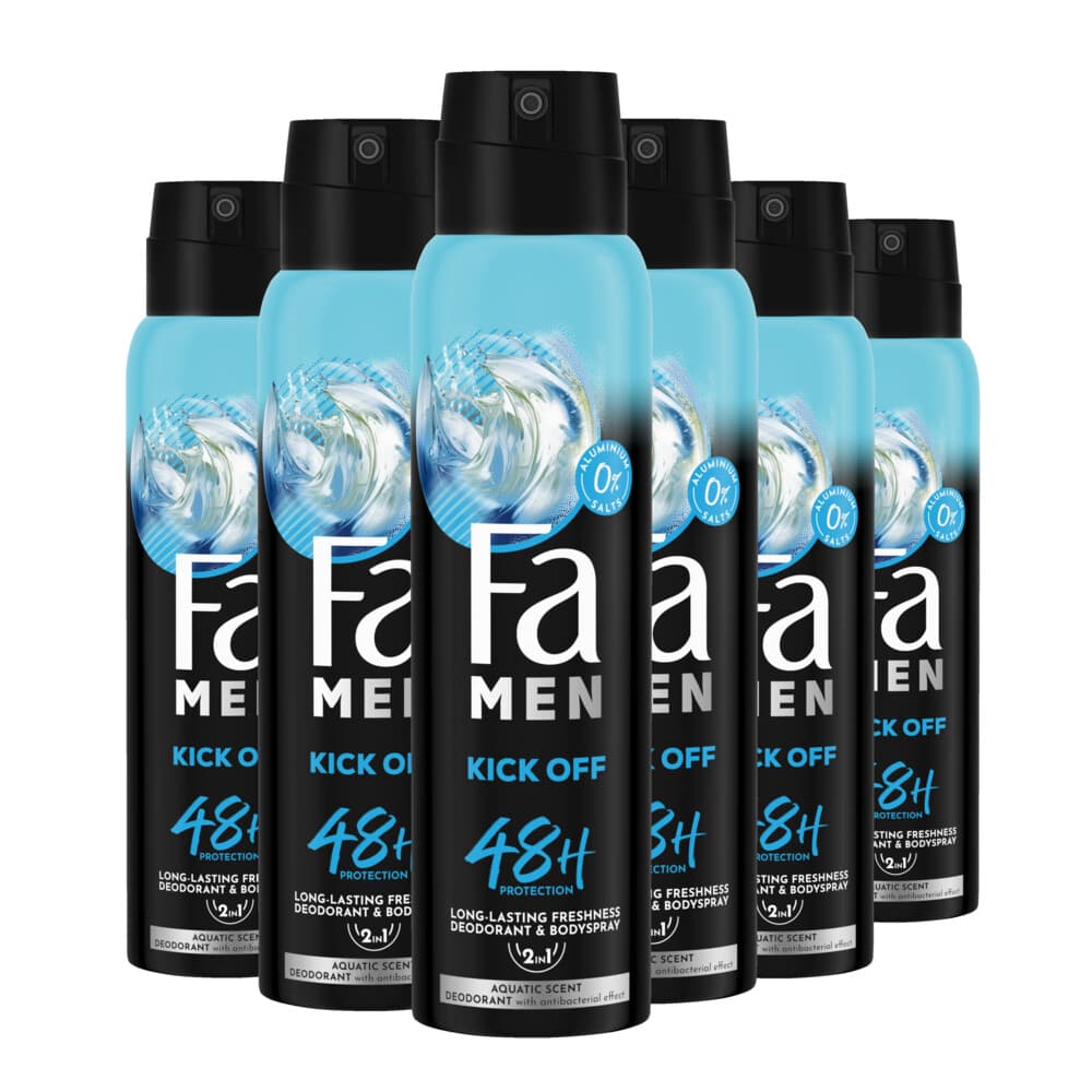 6x Fa Men Deodorant Spray Kick-Off 150 ml