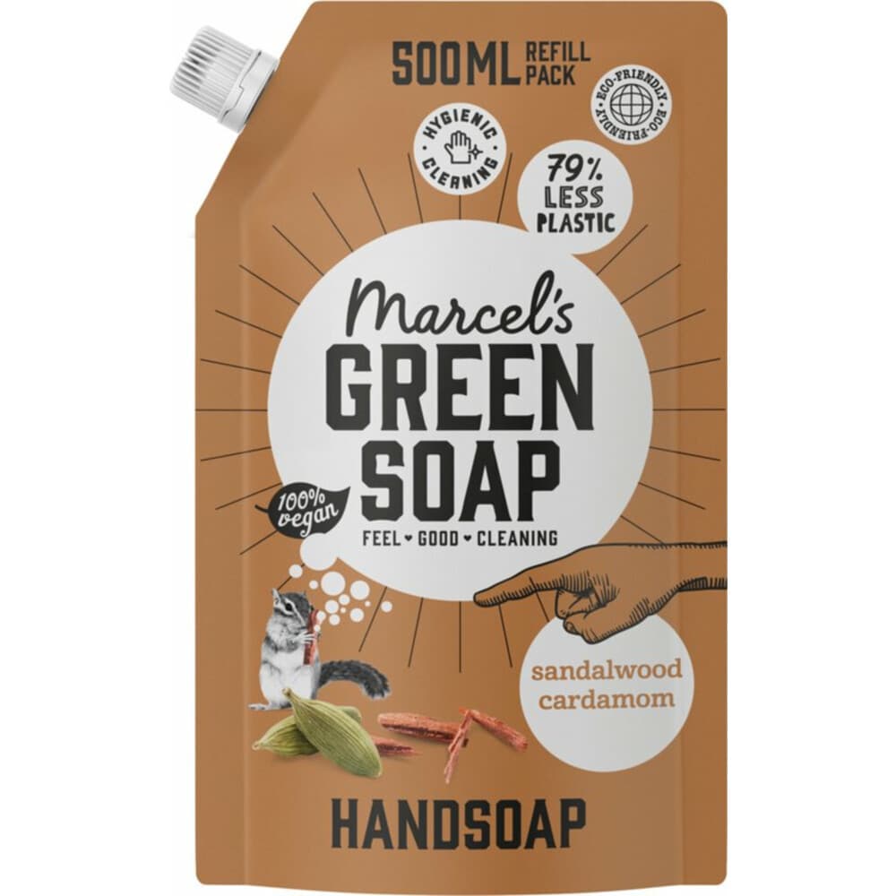 Marcel's Green Soap Handzeep Sandelhout&Kardemon Navul Stazak 500 ml