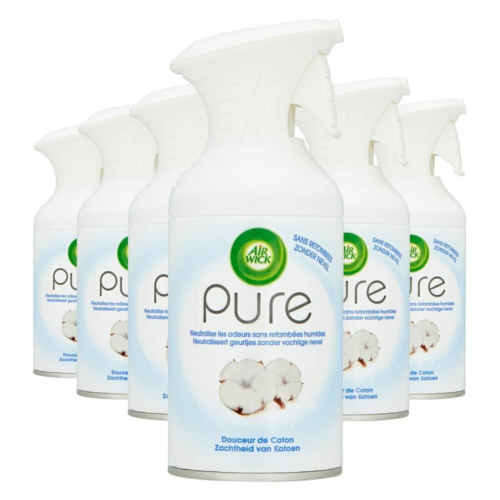6x Air Wick Pure Luchtverfrisser Zachtheid van Katoen 250 ml