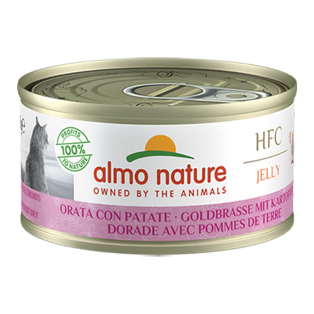 48x Almo Nature HFC Jelly Kattenvoer Nat Light Zeebrasem&Aardappel 70 gr