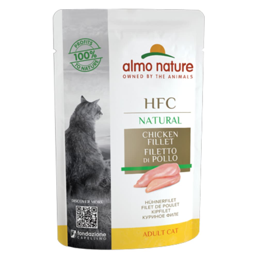 48x Almo Nature HFC Natural Kattenvoer Nat Maaltijdzakje Kipfilet 55 gr