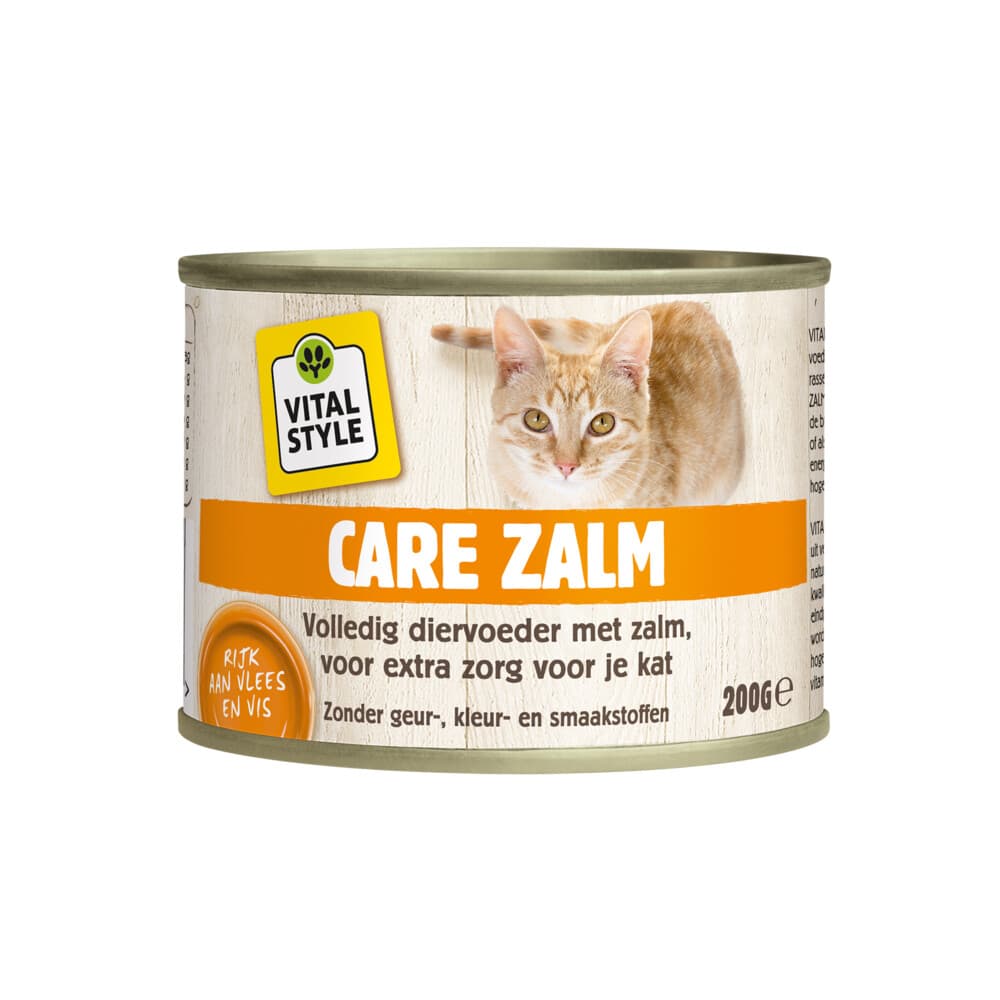 Vitalstyle Kattenvoer Blik Care Zalm 200 gr