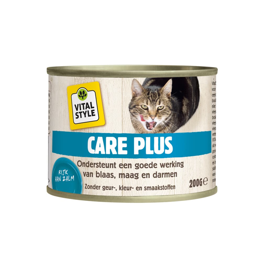 12x Vitalstyle Kattenvoer Blik Care Plus 200 gr