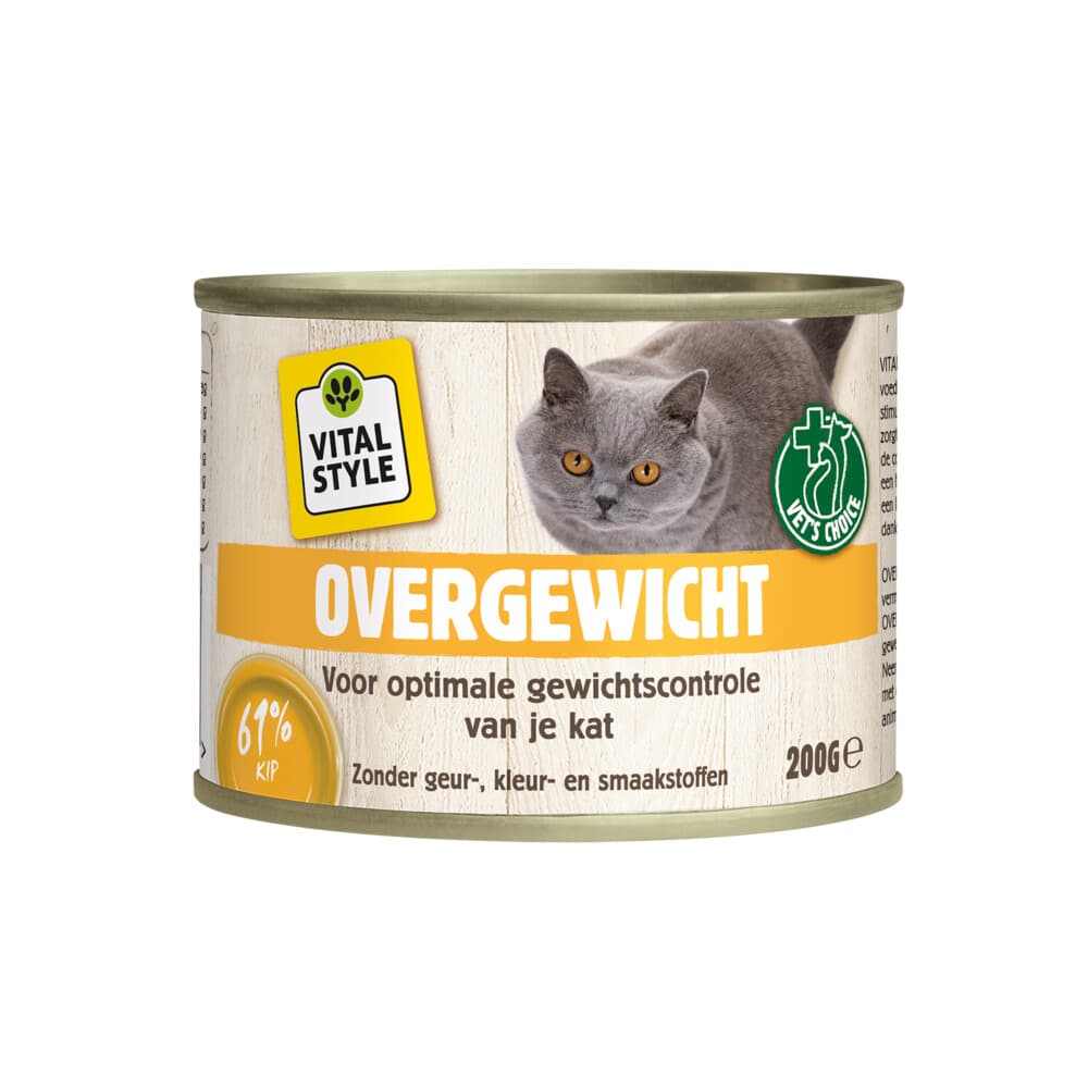 12x Vitalstyle Kattenvoer Blik Overgewicht 200 gr