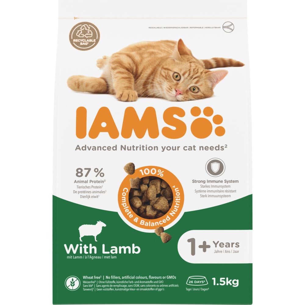4x IAMS Kat Adult Lam 1,5 kg