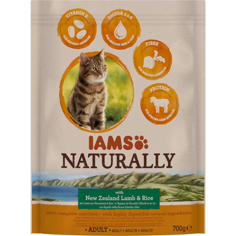 IAMS Naturally Kat Adult New Sealand Lam&Rijst 700 gr