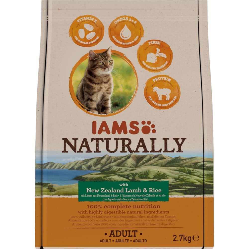 IAMS Naturally Kat Adult New Sealand Lam&Rijst 2,7 kg
