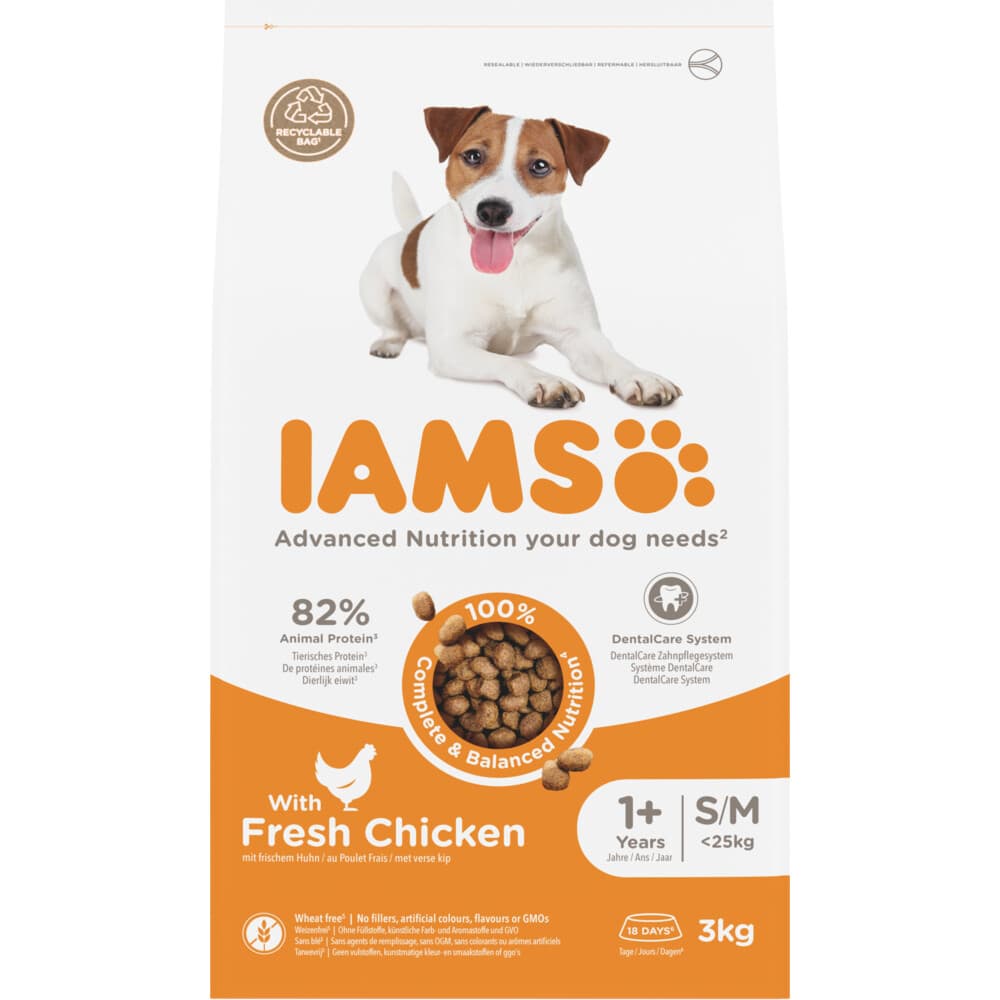 3x IAMS Dog Adult Small - Medium Kip 3 kg